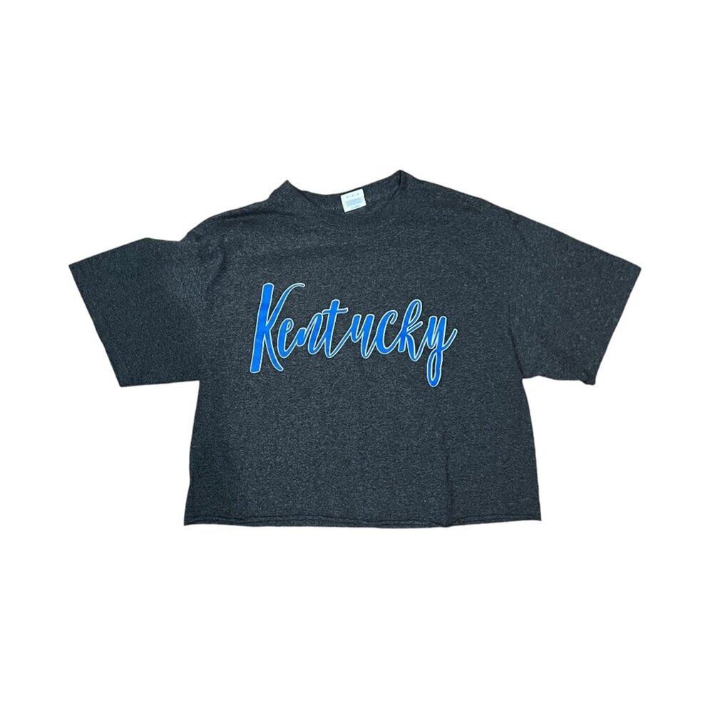 Kentucky Wildcats Grey Blue Graphic Kentucky Short Sleeve Crew Neck Size Medium